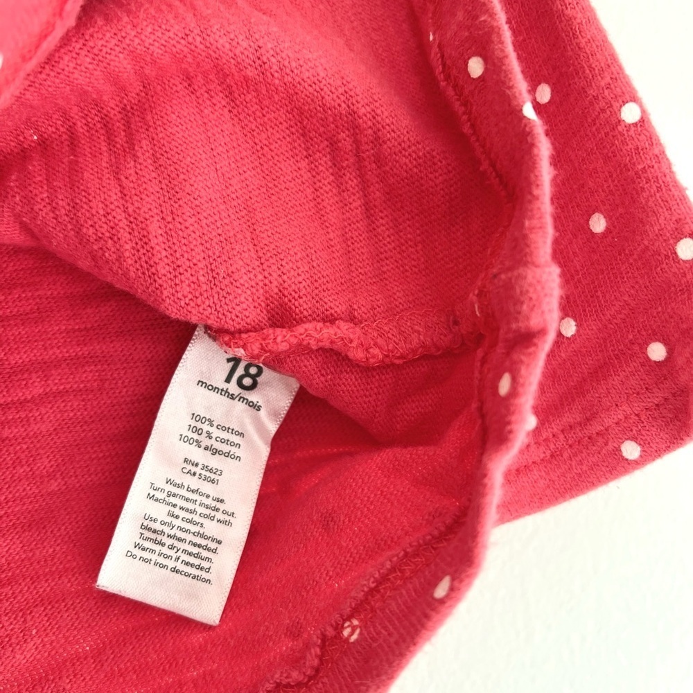 Carter's Baby Girl 18 Months Pink Polka Dot Long Sleeve Tee with LOVE YOU Design - Picture 4 of 5